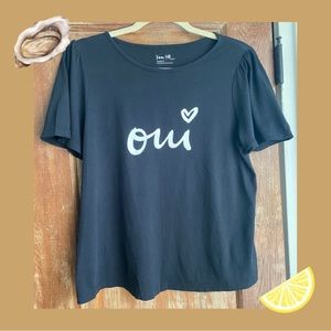ANTHROPOLOGIE “Oui” Tshirt with Flowy Sleeves, Medium